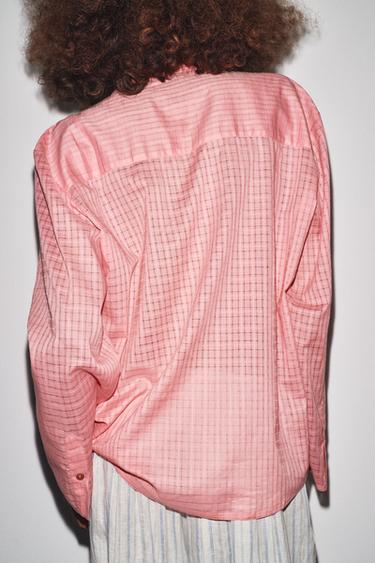 CHEMISE PYJAMA À CARREAUX ZW COLLECTION - Rose de Zara - Image 4