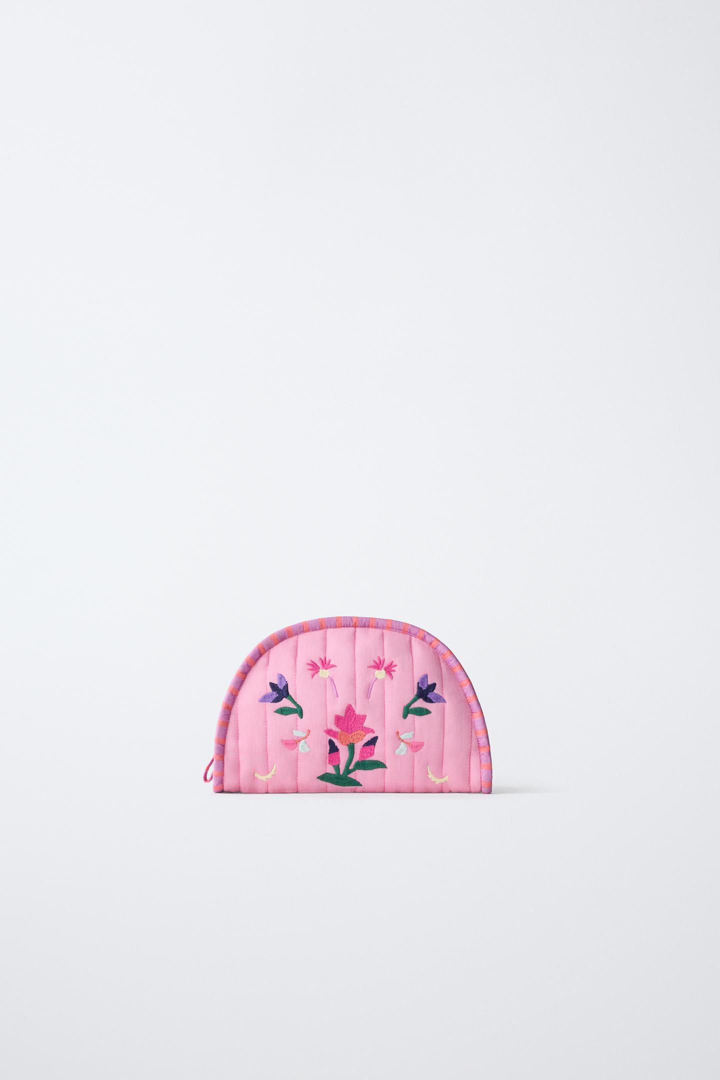 Детский несессер Zara Embroidered Floral Toiletry Bag, цвет: Розовый — фото 1