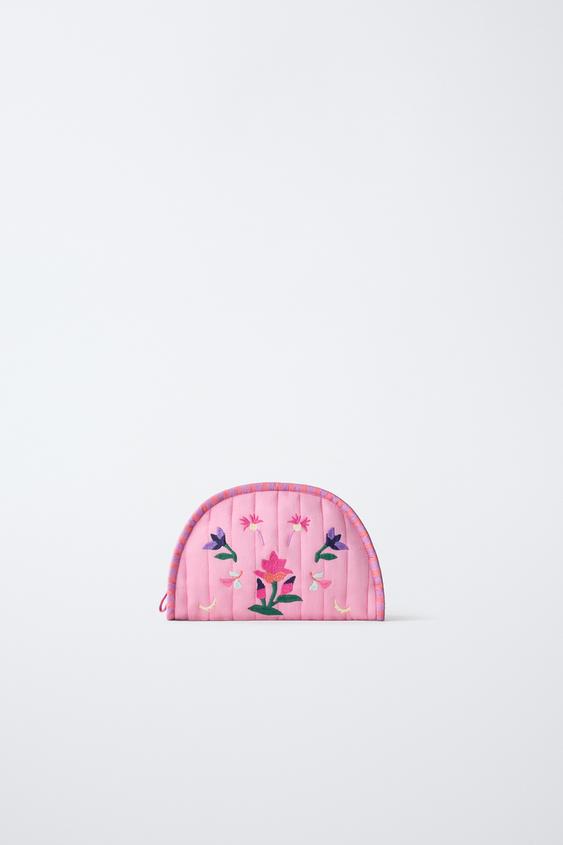 Детский несессер Zara Embroidered Floral Toiletry Bag, цвет: Розовый