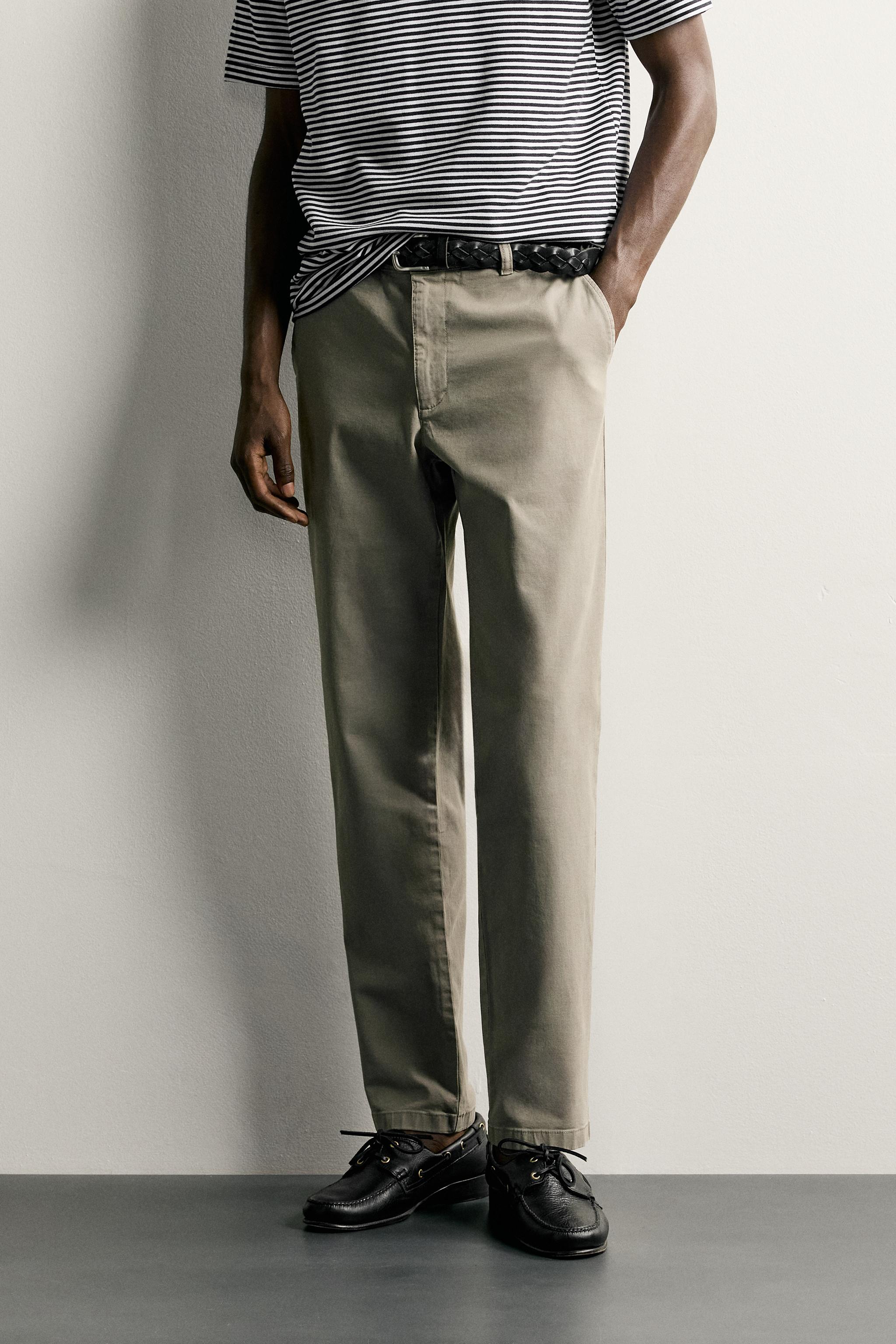 SLIM FIT CHINO PANTS — Gray