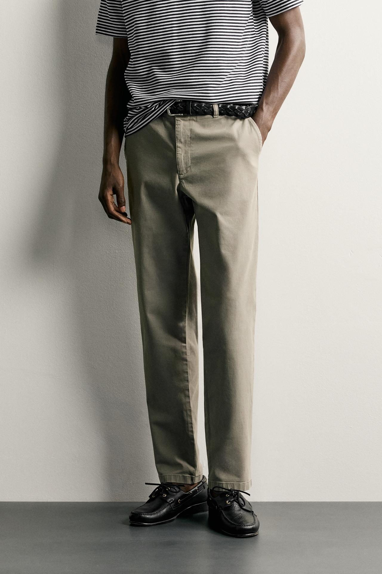 SLIM FIT CHINO PANTS — Gray