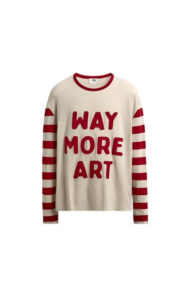 CAMISETA COMBINADO RAYAS - Beige de Zara