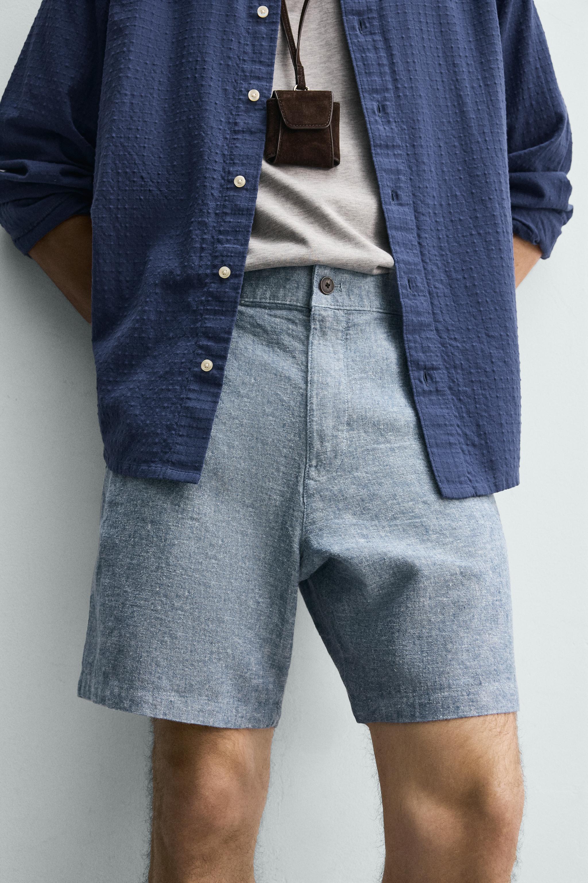 Мужские шорты Zara STRUCTURED REGULAR FIT SHORTS — фото 5