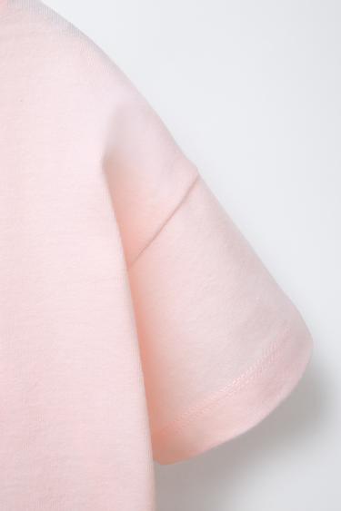 GINGHAM CHECK APPLIQUÉ T-SHIRT - Pink by Zara - Image 3