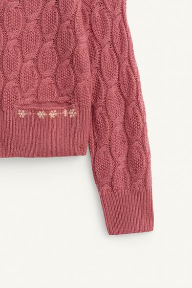 100% WOOL CABLE KNIT POLO SHIRT LIMITED EDITION - Pink by Zara - Image 7