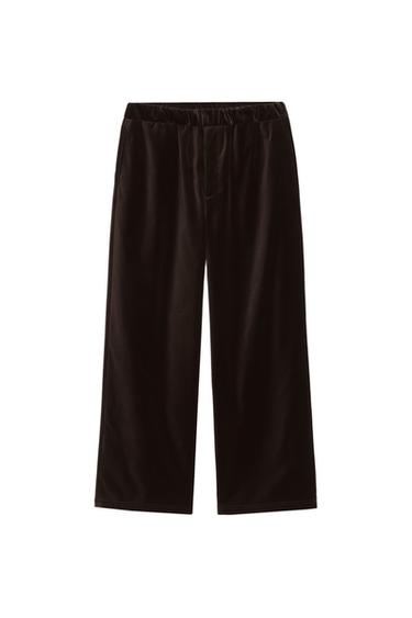SOSHIOTSUKI X ZARA 벨벳 릴렉스핏 팬츠 - Zara 브라운