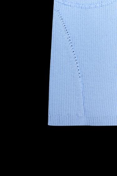 TOP ENTALLADO PUNTO - Azul de Zara