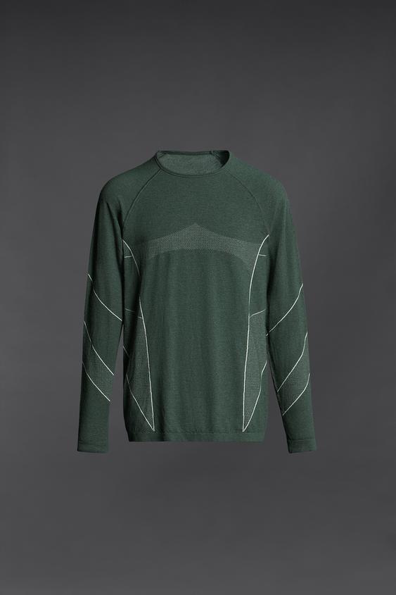 Zara - Camiseta fútbol americano - L - Verde - Hombre