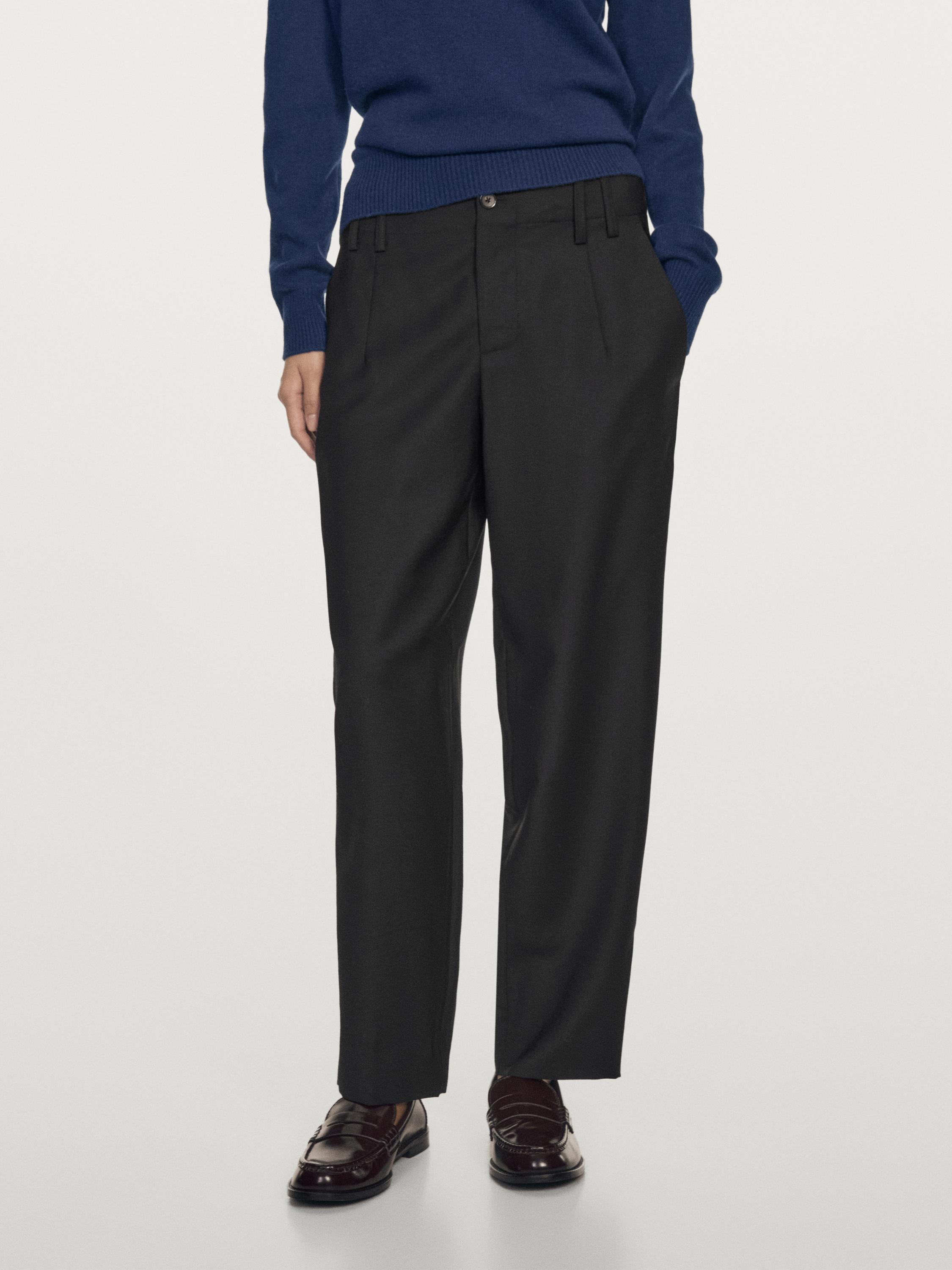 100% wool boyfriend fit trousers