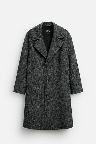 TEXTURED RELAXED FIT COAT - Anthracite Grey by Zara