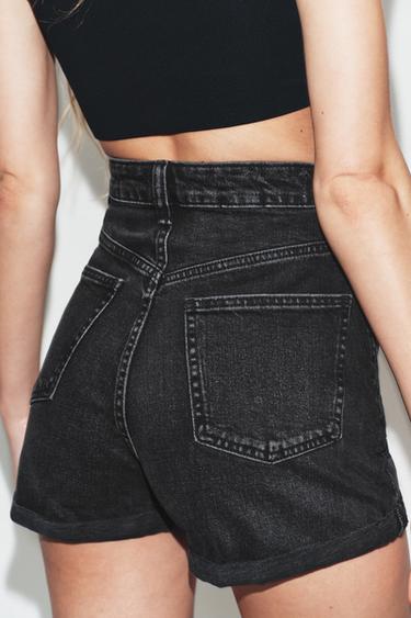 BERMUDA EN DENIM TRF MOM FIT TAILLE HAUTE - Gris anthracite de Zara - Image 2