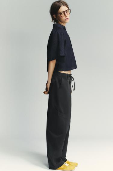 TRF DENIM SHIRT WITH POLO COLLAR - Dark indigo by Zara - Image 2