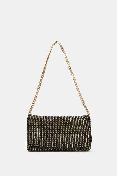 METALLIC WEAVE CROSSBODY BAG - Black by Zara
