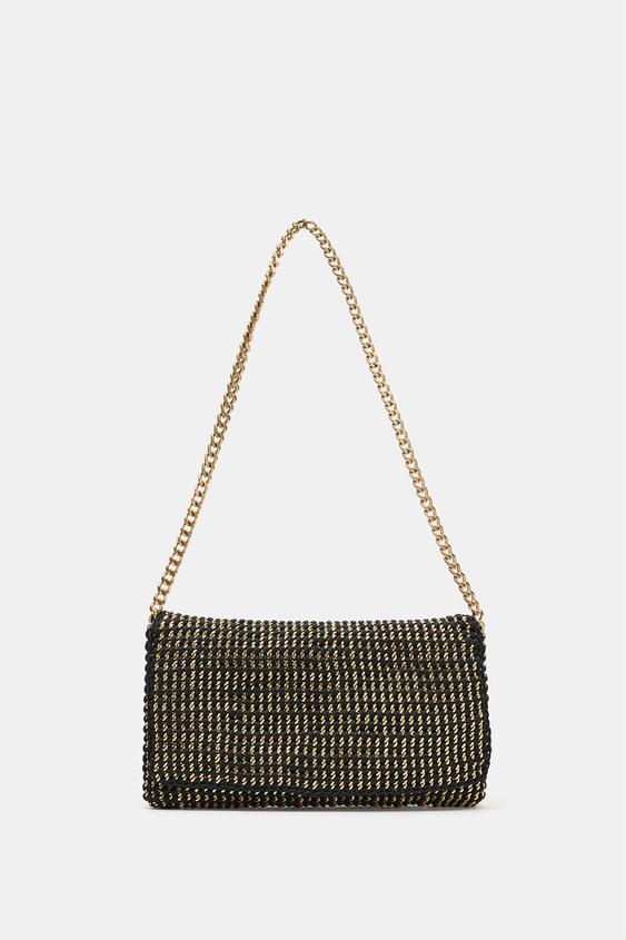 METALLIC FABRIC CROSSBODY BAG