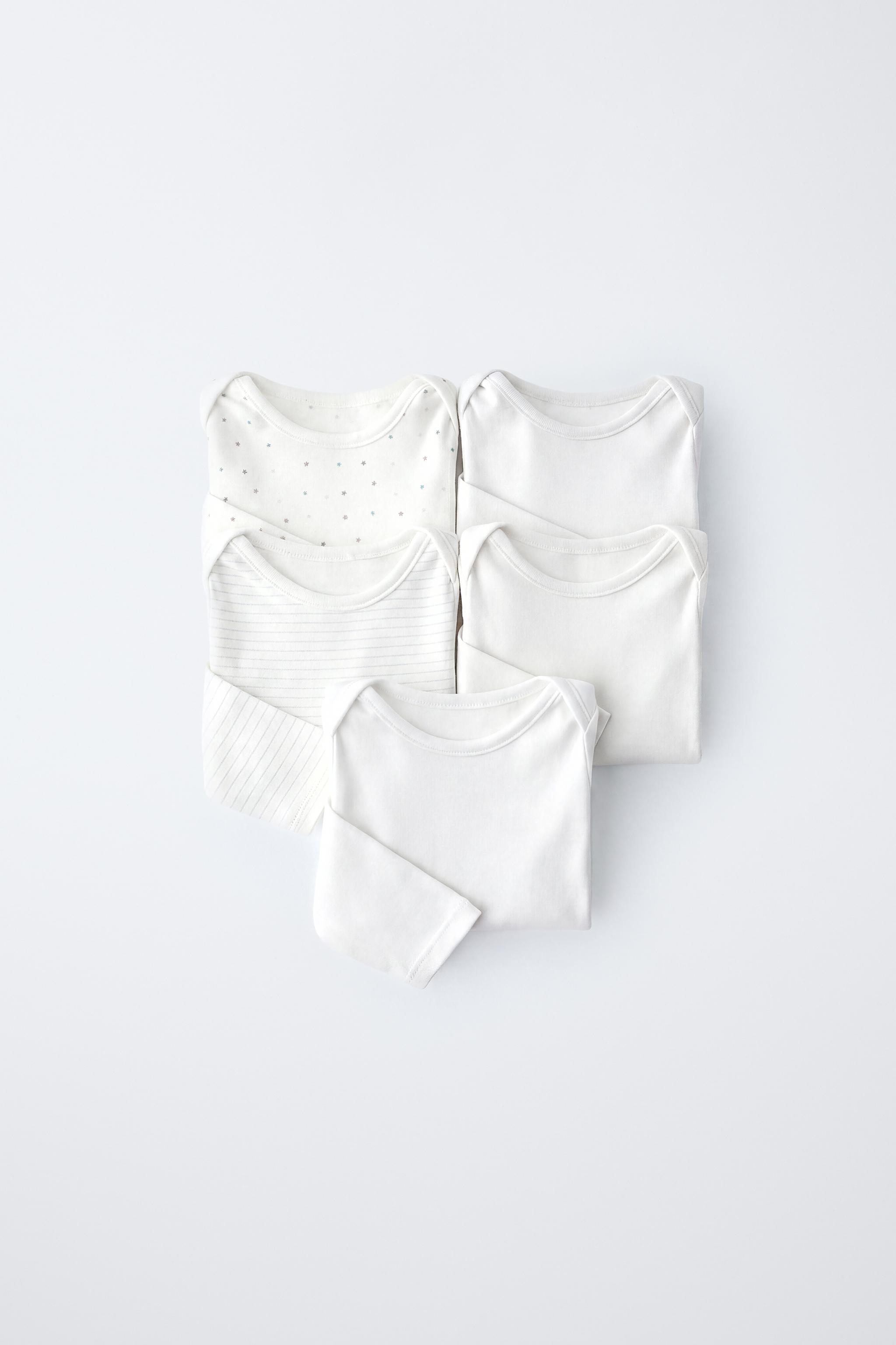 FIVE-PACK STAR AND STRIPE BODYSUITS — Multicolored