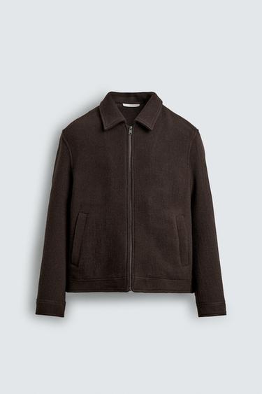 CAZADORA REGULAR FIT DE PAÑO - Marrón de Zara - Imagen 0