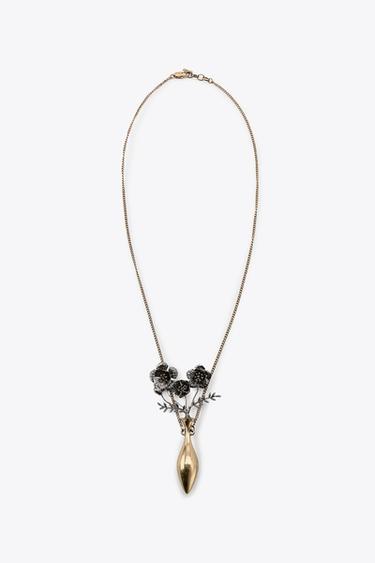 Zaras METALLHALSBAND MED BLOMMOR - Guld/silver