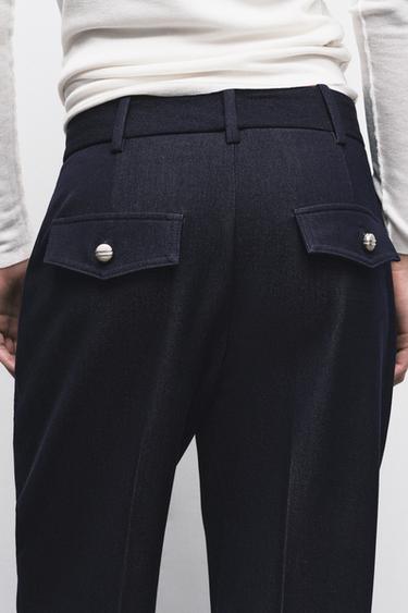 PANTALON DROIT NERVURÉ - Indigo de Zara - Image 3