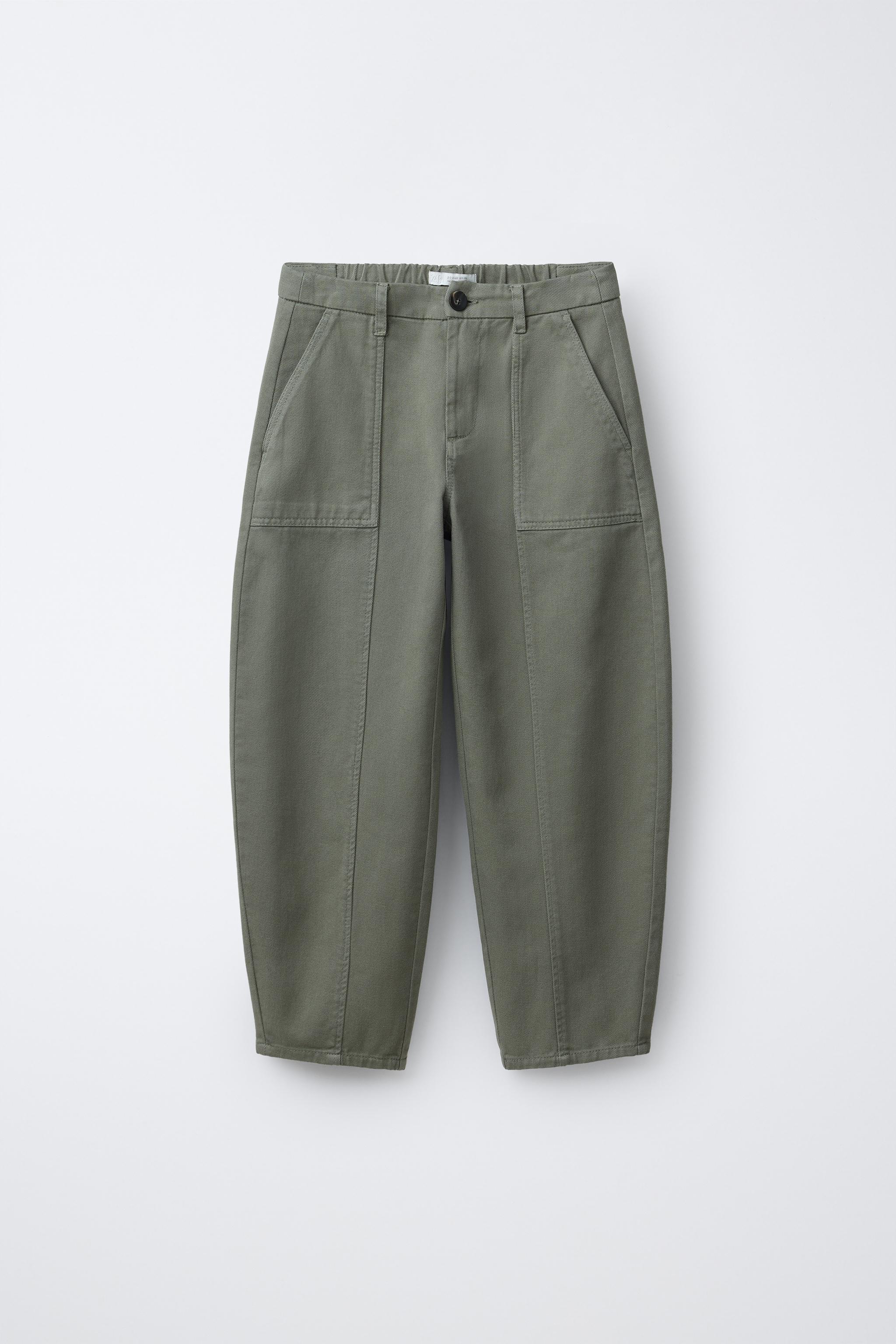 BARREL PANTS WITH SEAM DETAIL - Olive green | ZARA United States