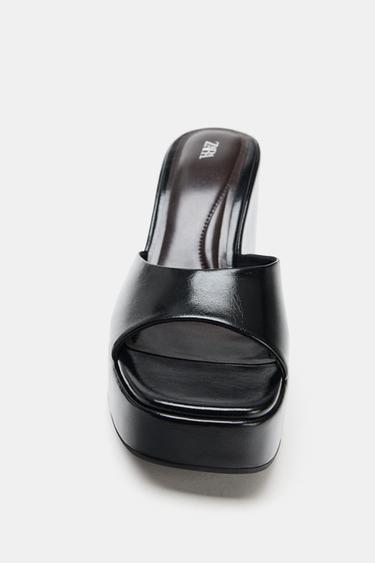 SANDALES À TALONS COMPENSÉS - Noir de Zara - Image 3