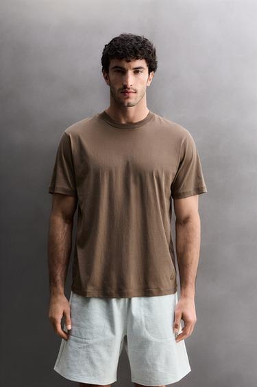 BASIC COTTON TRAINING T-SHIRT - Brown by Zara