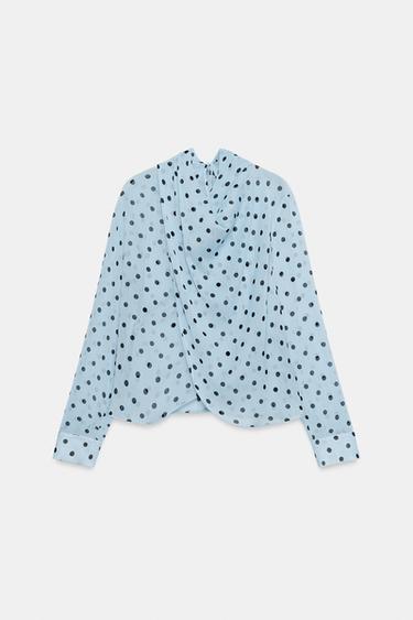 CAMISA SEMITRASNPARENTE LUNARES - Azul de Zara - Imagen 0
