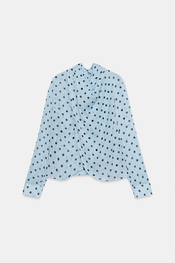 CAMISA SEMITRASNPARENTE LUNARES - Azul de Zara - Imagen 0