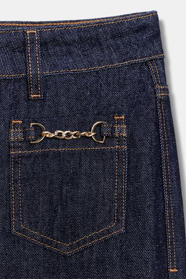 JEAN Z1975 JAMBE LARGE TAILLE MOYENNE CHAÎNES - Bleu de Zara - Image 7