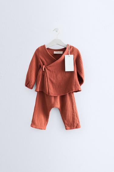 ZARA TIMELESS - TEXTURED SHIRT AND PANTS SET — Russet 1