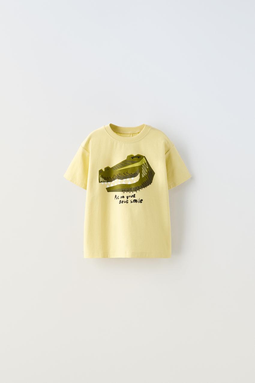 Kids Zara - T-Shirt With Animal Print And Embroidery in Yellow - 5 Years (110 cm) - Kids