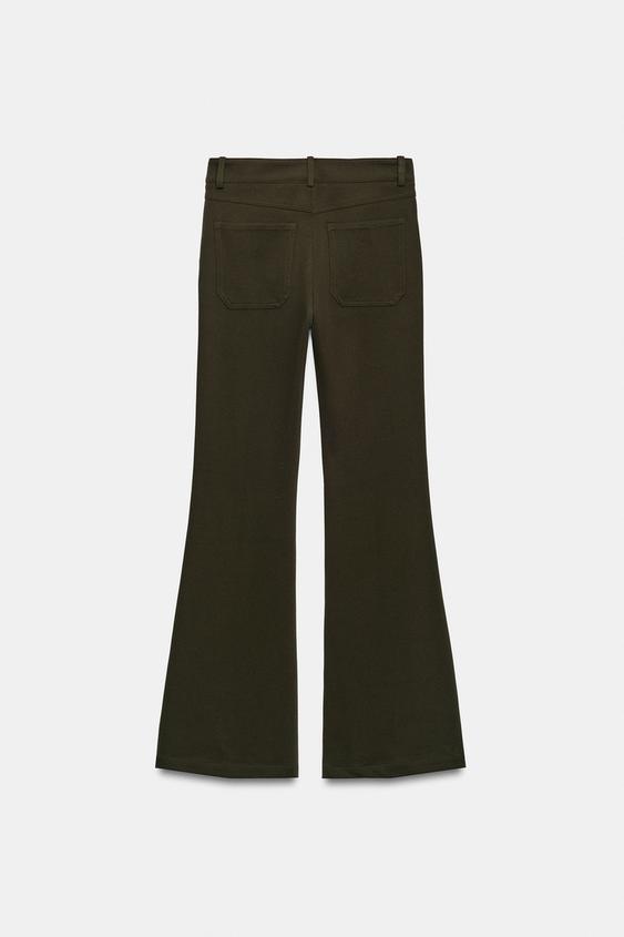 FLARE TROUSERS - Dark khaki by Zara - Image 7