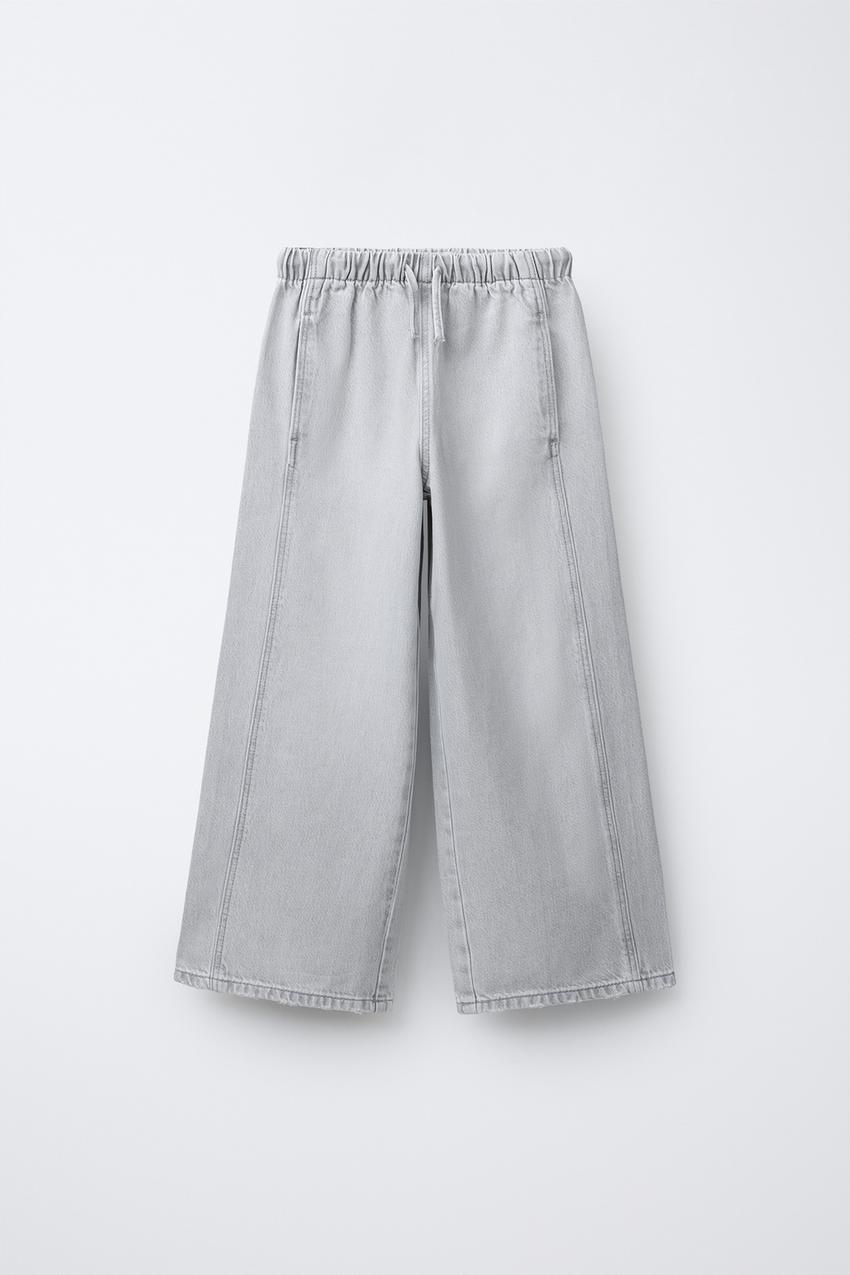 WIDE LEG JEANS WITH DRAWSTRINGS - Gray | ZARA United States