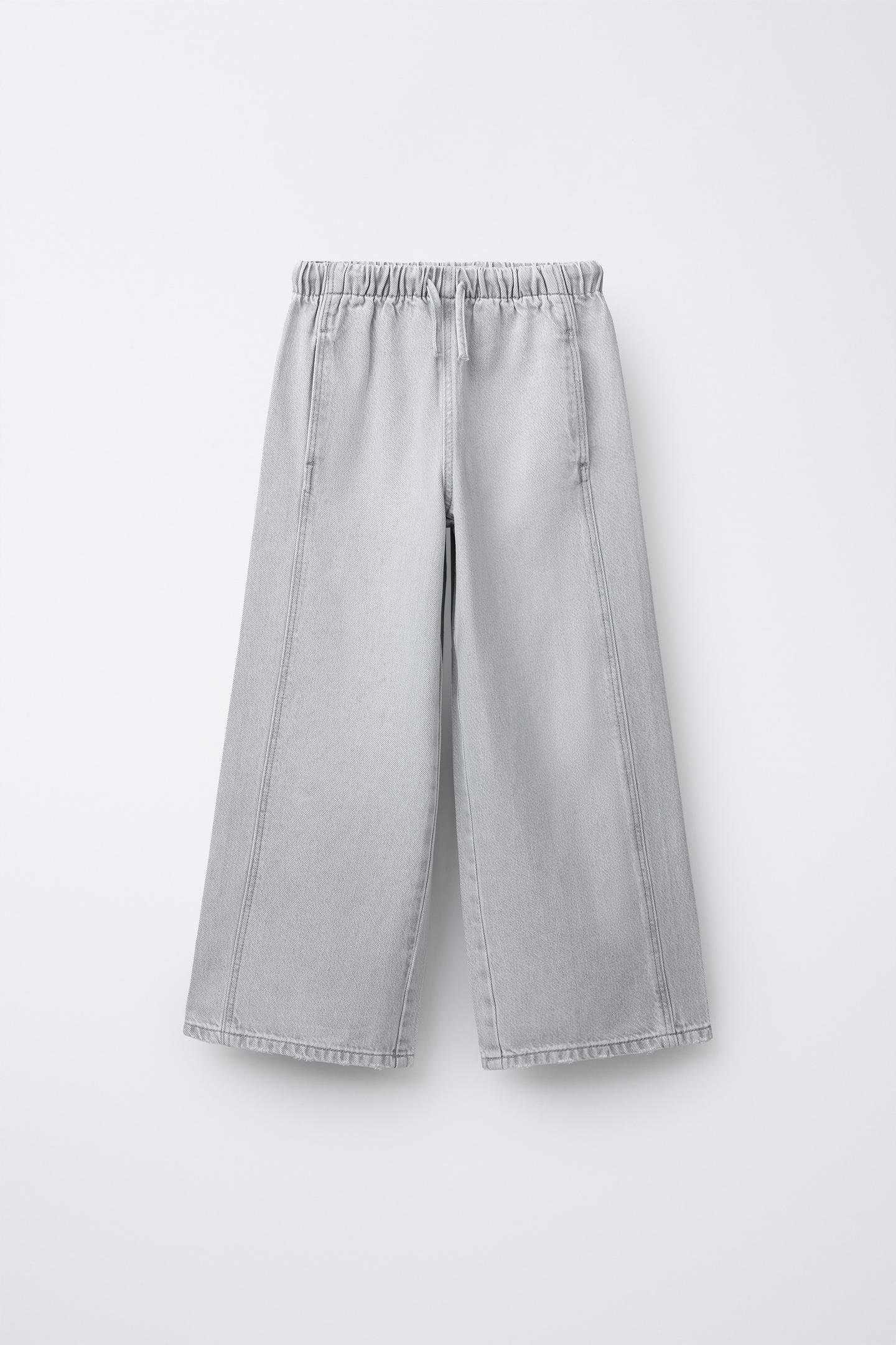 Детские джинсы Zara Wide Leg Jeans with Drawstrings, цвет: Серый — фото 1
