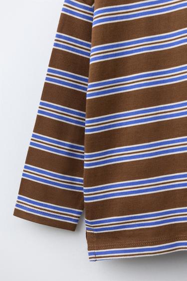 STRIPED HEAVYWEIGHT T-SHIRT - Brown by Zara