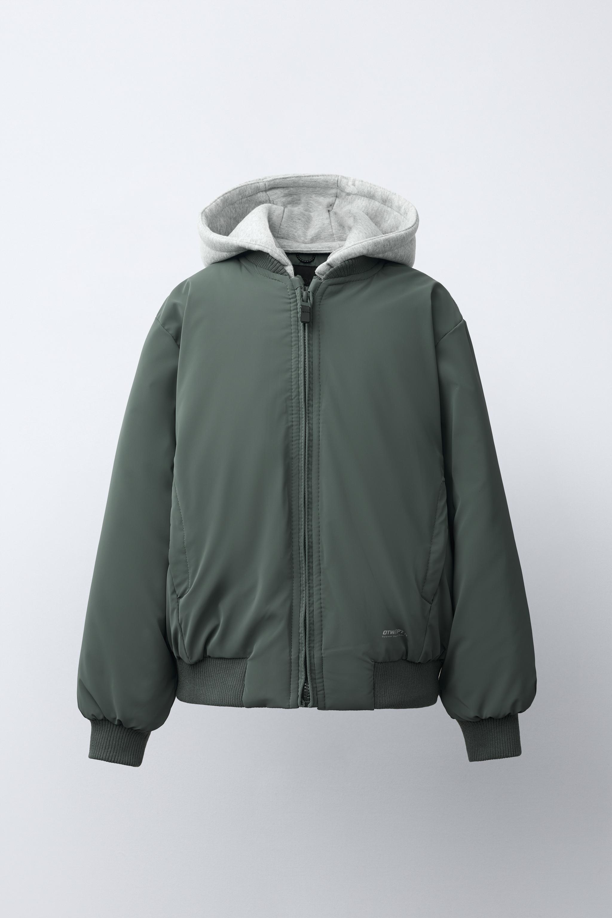 BLOUSON BOMBER GOMMÉ À CAPUCHE AMOVIBLE