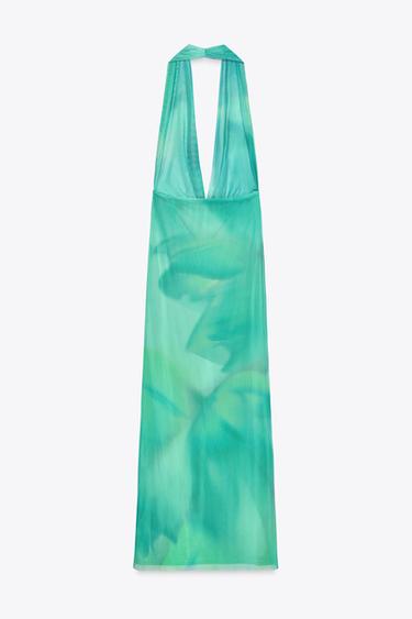 PRINTED TULLE MAXI DRESS - Greens by Zara - Image 5