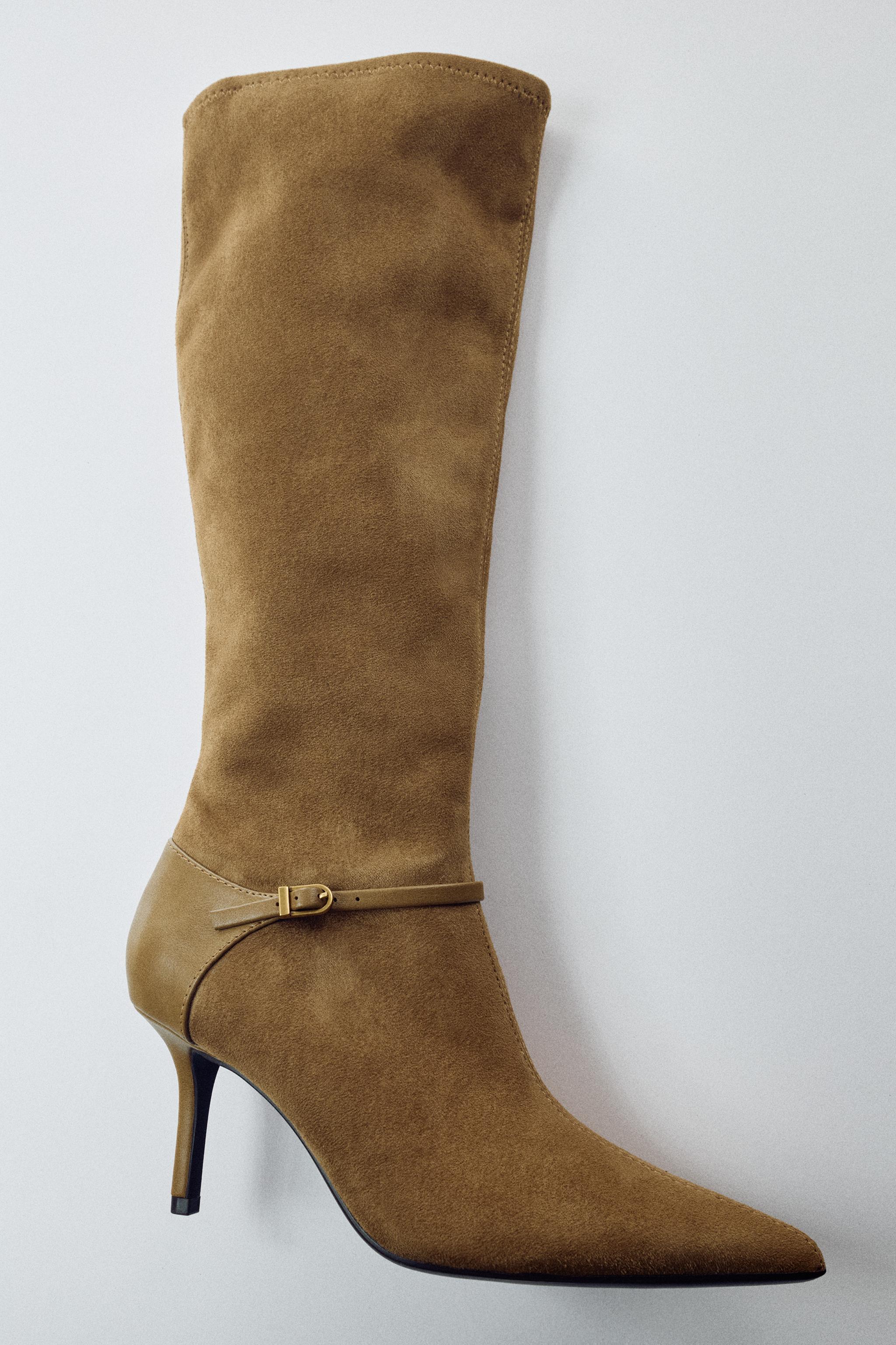 Mixed-Material Heeled Boots by Zara