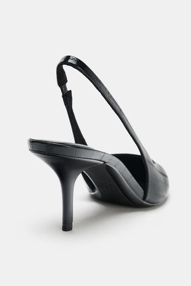 CHAUSSURES OUVERTES À L'ARRIÈRE AVEC EFFET RELIEF - Noir de Zara - Image 4