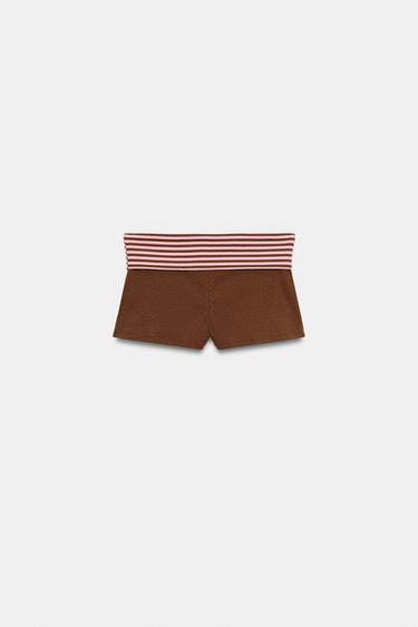 MINI SHORTS WITH STRIPED WAIST - Brown by Zara - Image 6