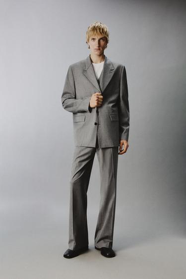 Zara LIMITED EDITION STRIPED TEXTURED WEAVE SUIT - OCEAN BLUE - Image 0