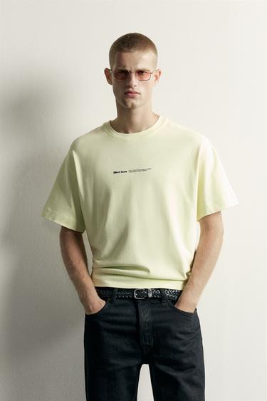 RELAXED FIT CONTRAST PRINT T-SHIRT - Lime by Zara