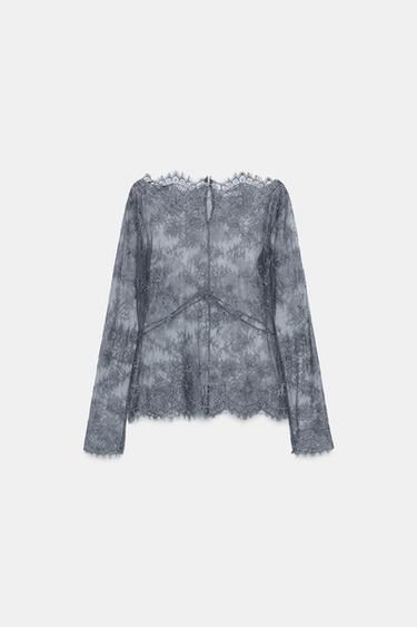 TOP DENTELLE ZW COLLECTION - Gris de Zara - Image 5