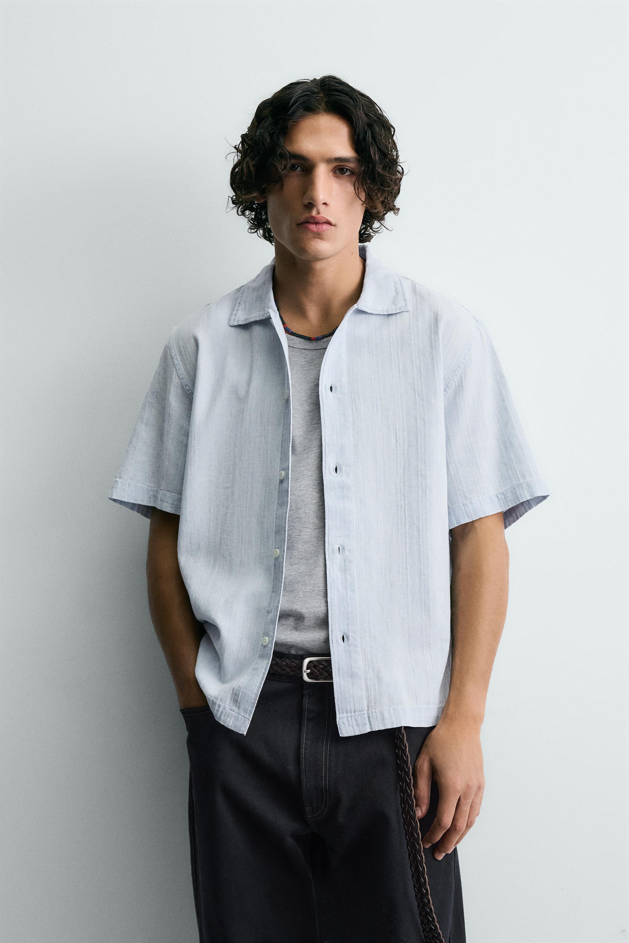 WASHED TEXTURED SHIRT - Light blue | ZARA United States