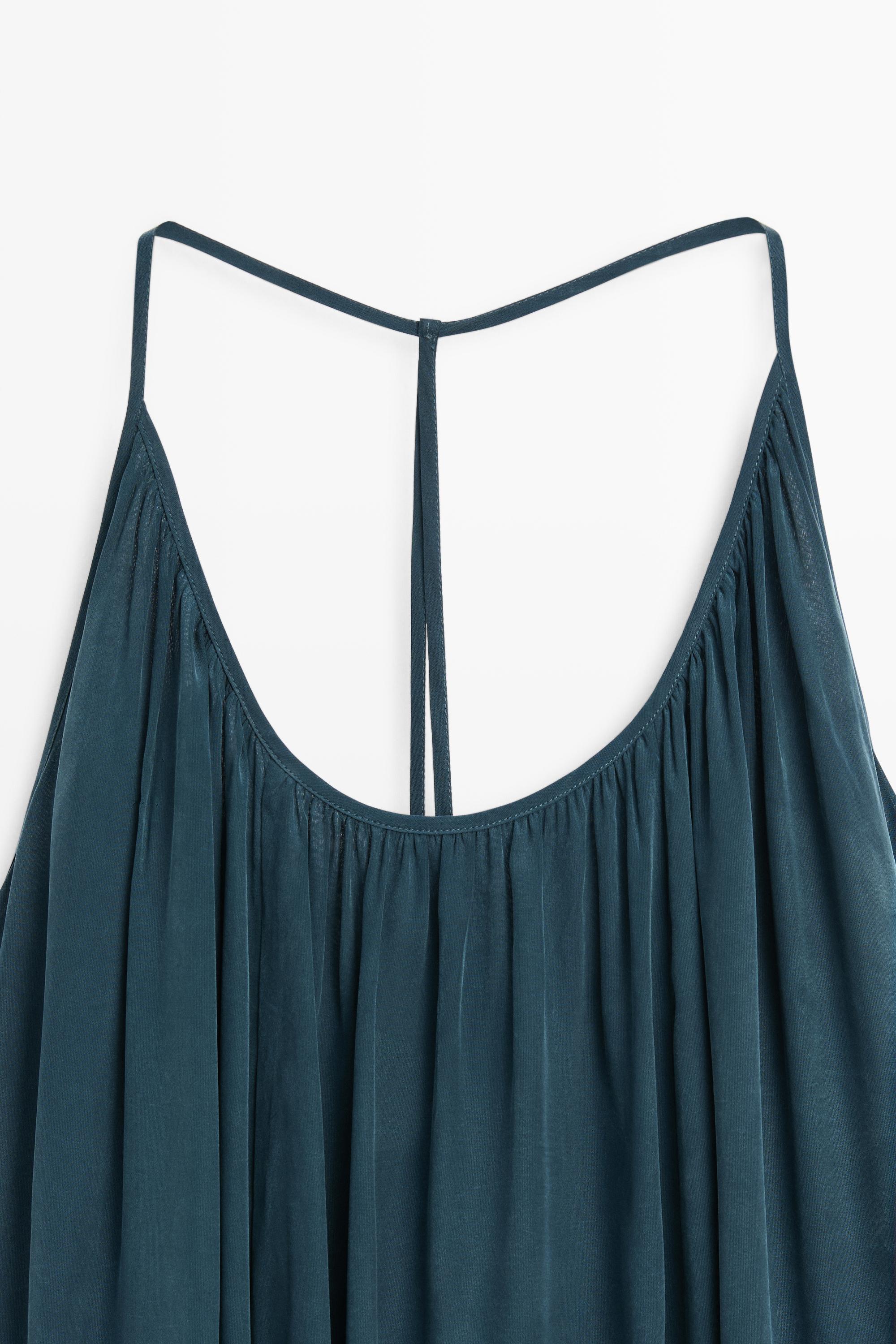 Midi dress with gathered neckline