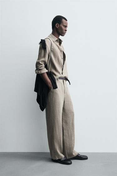 100% WASHED LINEN SHIRT - Mink by Zara - Image 3