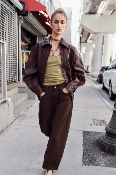 Z1975 BARREL ANKLE-LENGTH MID-WAIST JEANS - Brown by Zara - Image 0