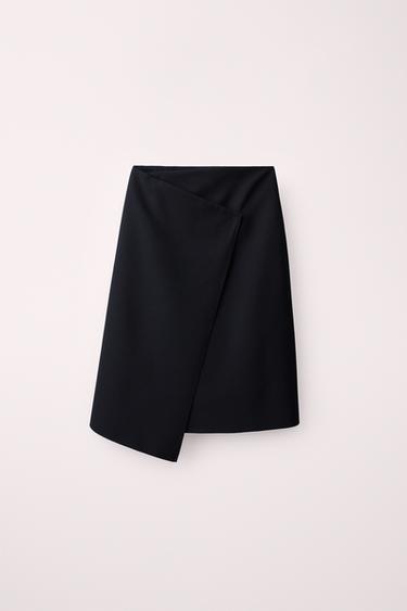 WOOL ASYMMETRIC MIDI SKIRT CREATED BY CARAMEL LONDON X Zara — Navy blue 1