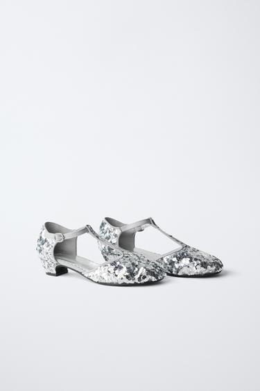 SEQUIN HIGH-HEEL SHOES - Silver by Zara