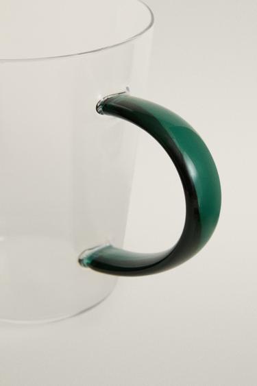 BOROSILICATE GLASS MUG WITH COLOURED HANDLE — Green 2