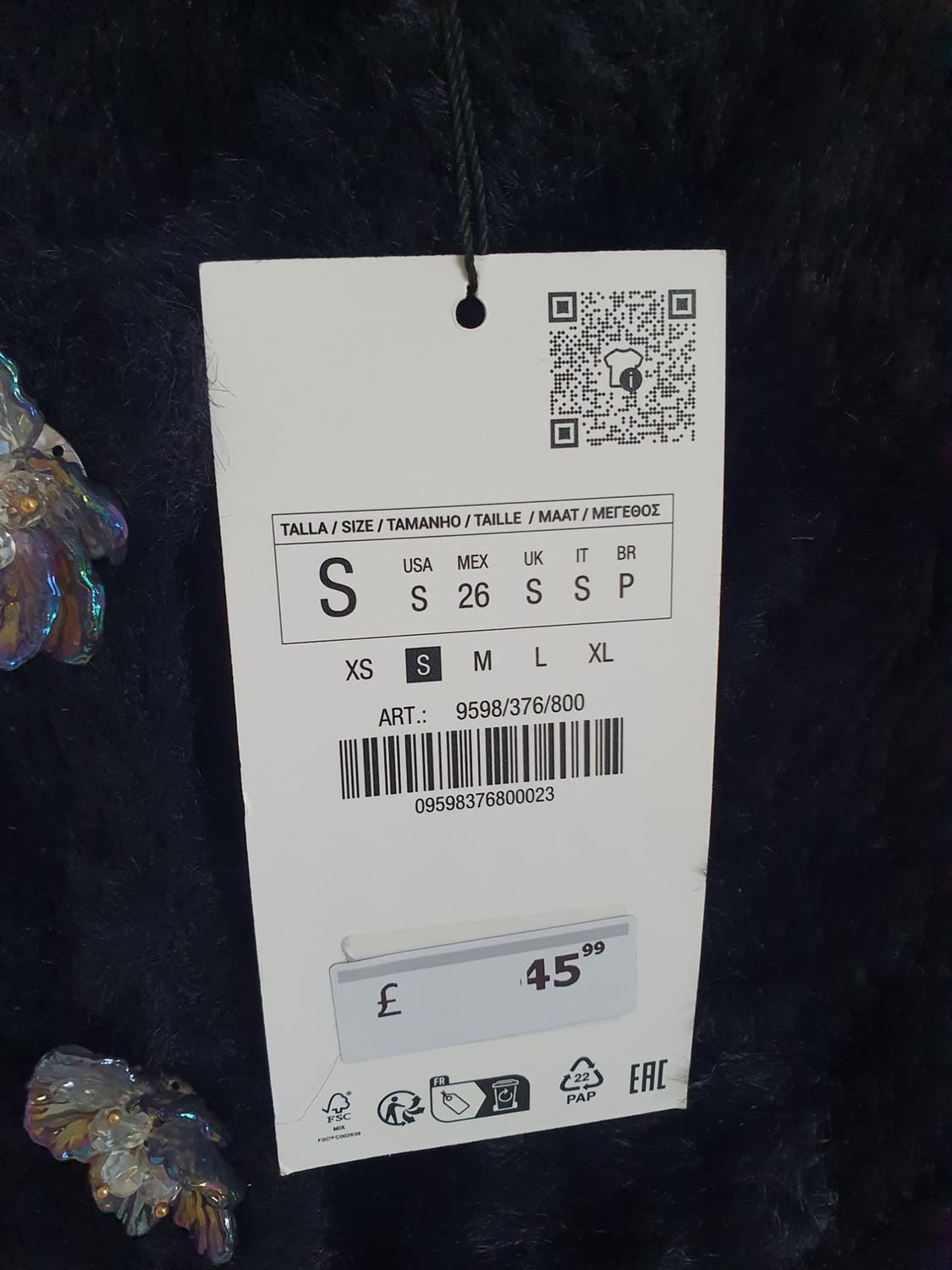 FAUX FUR KNIT CARDIGAN WITH FLORAL BUTTONS - Image 2